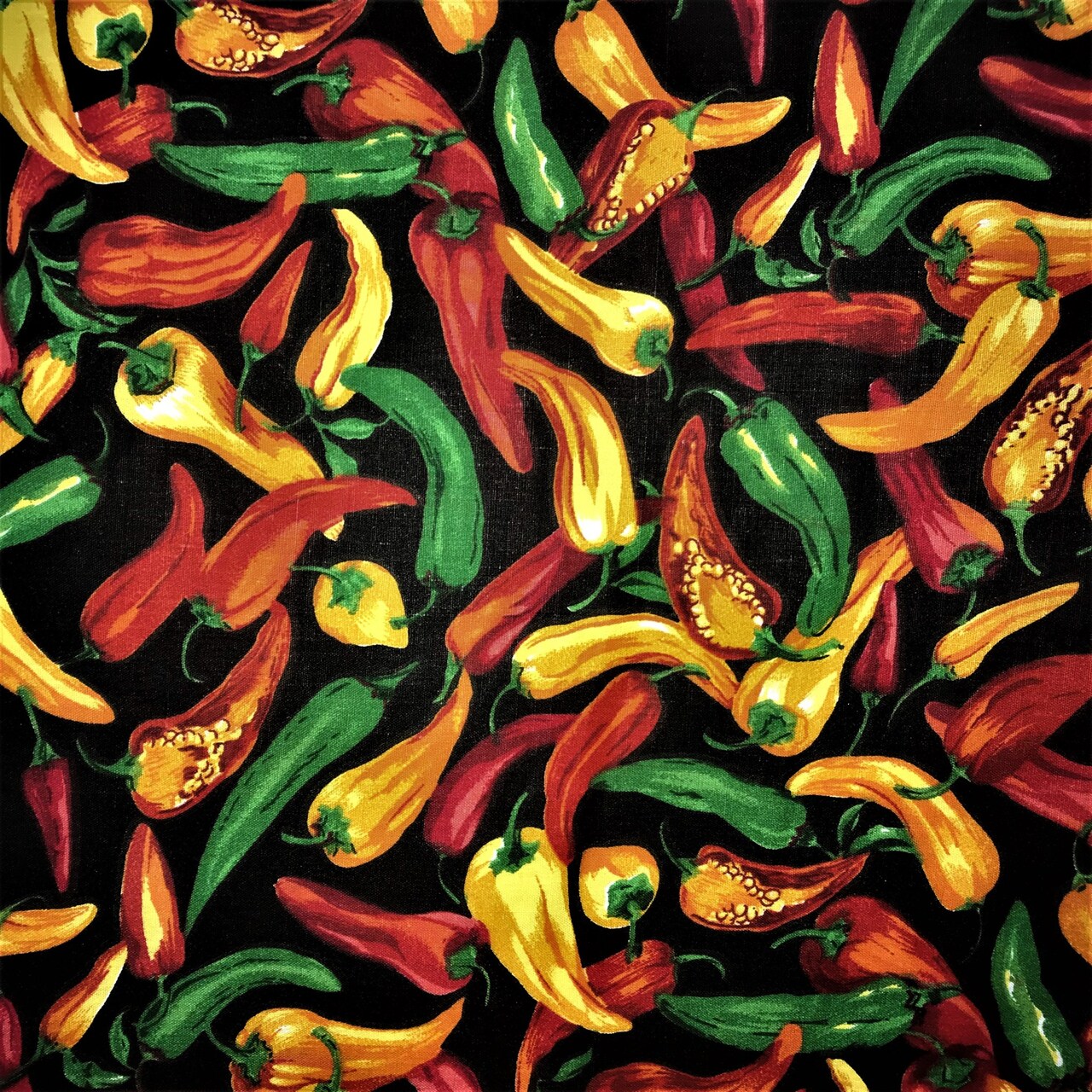 1 Yard Black Chili Pepper Print Poly Cotton Fabric for Culinary Crafts, Home Decor, and Apparel 59/60 Inch Width